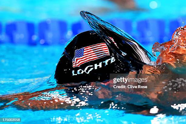 Ryan Lochte of the USA competes during the Swimming Men's 200m Freestyle Semifinal 2 on day ten of the 15th FINA World Championships at Palau Sant...