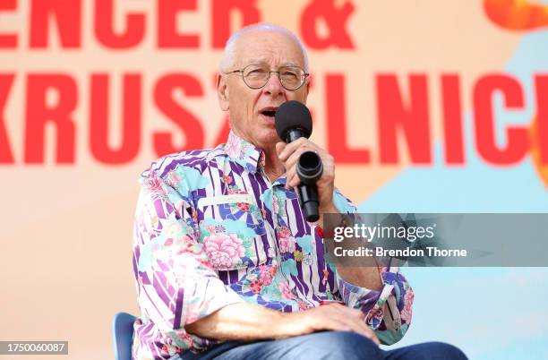 Dr Karl Kruszelnicki speaks during the Adam Spencer and Dr Karl Kruszelnicki speak during the Big Questions session at SXSW Sydney on October 21,...