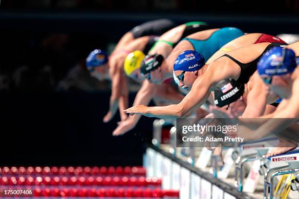 Sophie Allen of Great Britain competes during the Swimming Women's 200m Individual Medley Final on day ten of the 15th FINA World Championships at...