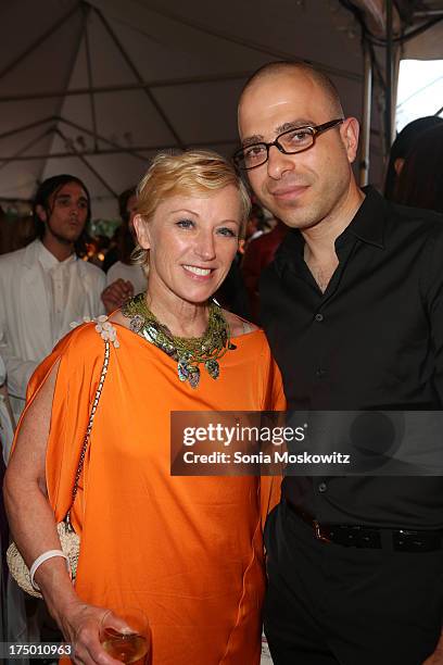 Cindy Sherman and Youssef Nabil attend The 20th Annual Watermill Center Summer Benefit at The Watermill Center on July 27, 2013 in Water Mill, New...