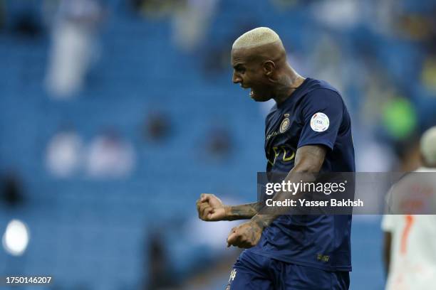 Anderson Talisca of Al Nassr selebrates after scoring goal during Saudi Pro League match between Al Fayfaa And Al Nassr at King Fahd Stadium on...