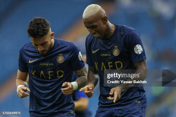 Anderson Talisca of Al Nassr selebrates after scoring goal during Saudi Pro League match between Al Fayfaa And Al Nassr at King Fahd Stadium on...