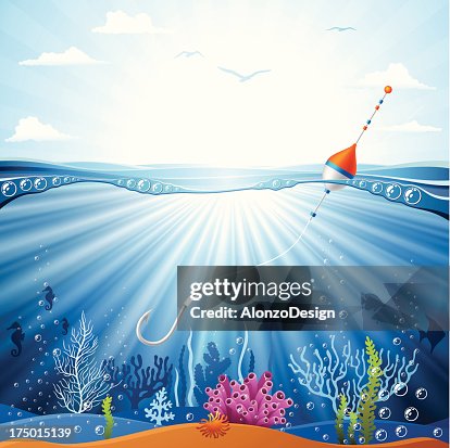 Hook and float underwater Hook and float underwater