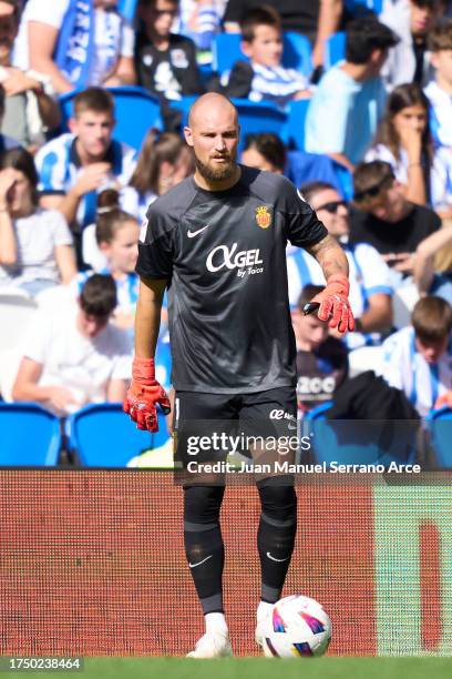 Predrag Rajkovic of RCD Mallorca in action during the LaLiga EA Sports match between Real Sociedad and RCD Mallorca at Reale Arena on October 21,...