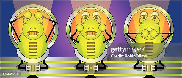 robot see no evil - robot character set stock illustrations