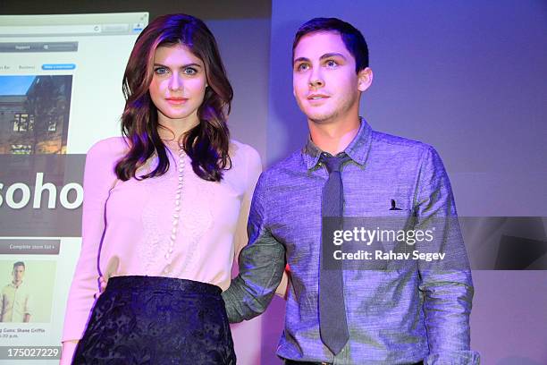 Alexandra Daddario and Logan Lerman attend Meet The Filmmakers - "Percy Jackson: Sea Of Monsters" at the Apple Store Soho on July 29, 2013 in New...