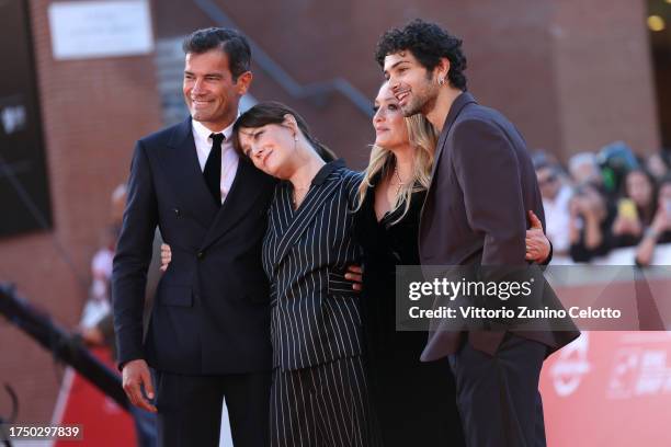 Marco Bonini, Giovanna Mezzogiorno, Carolina Crescentini and Massimiliano Caiazzo attend a red carpet for the movie "Unfitting" during the 18th Rome...