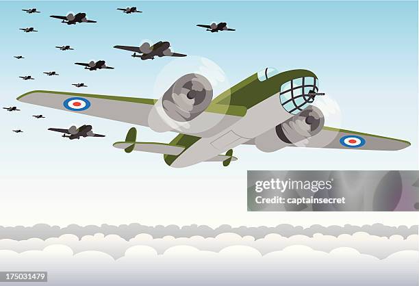 world war two bomber squadron - air raid stock illustrations