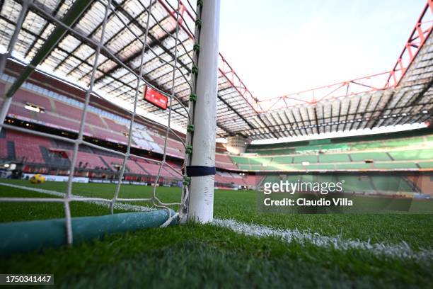 General view inside the stadium before the Serie A TIM match between AC Milan and Juventus at Stadio Giuseppe Meazza on October 22, 2023 in Milan,...