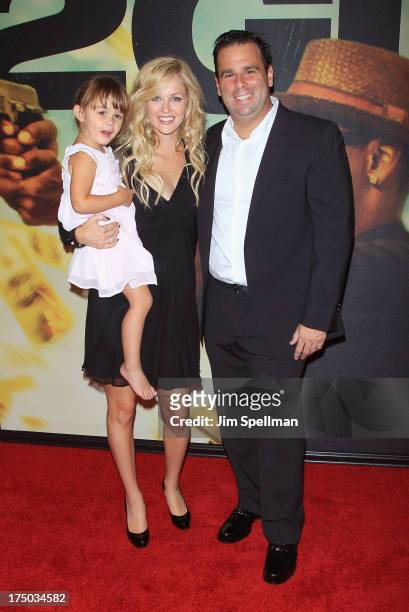 Actress Ambyr Childers , producer Randall Emmett and daughter London attend the "2 Guns" New York Premiere at SVA Theater on July 29, 2013 in New...
