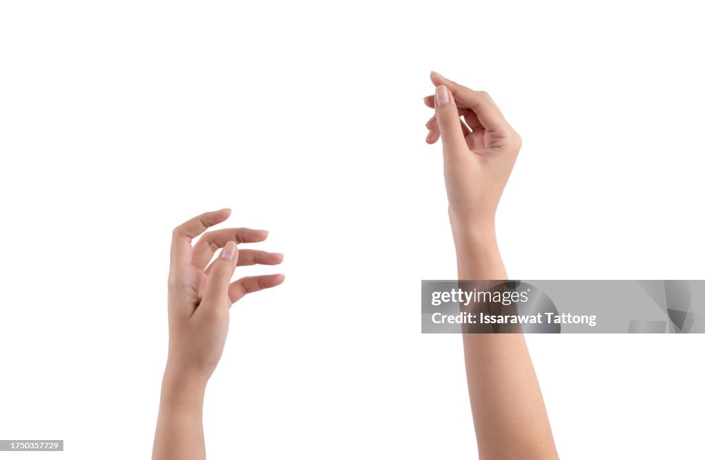 Two hands are hold something isolated on white background