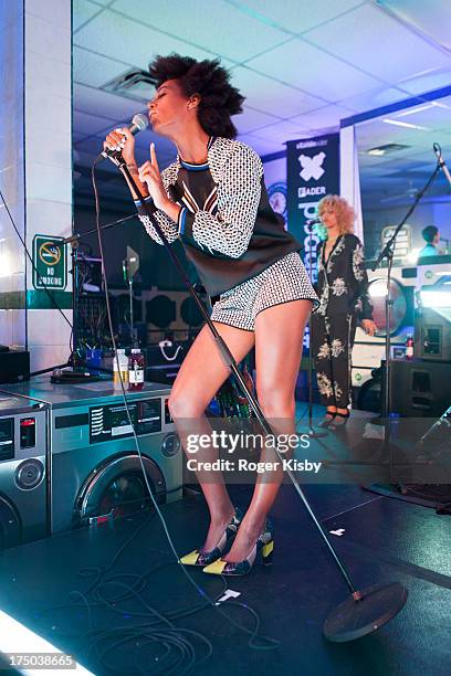 Solange performs at the "vitaminwater and The Fader present uncapped" at the Atlantis Laundromat on July 29, 2013 in the Brooklyn borough of New York...