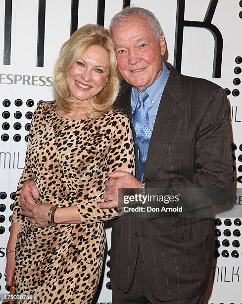 Kerri-Anne Kennerley and John Kennerley arrive at the Nespresso Umilk machine launch on July 30, 2013 in Sydney, Australia.