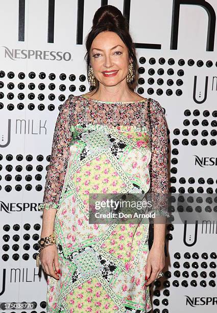 Leona Edmiston arrives at the Nespresso Umilk machine launch on July 30, 2013 in Sydney, Australia.