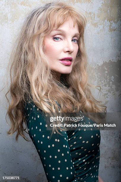 Singer Arielle Dombasle is photographed for Paris Match on July 9, 2013 in Paris, France.