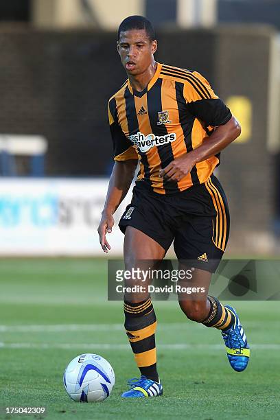 Curtis Davis of Hull City runs with the ball during the pre season friendly match between Peterborough United and Hull City at London Road Stadium on...