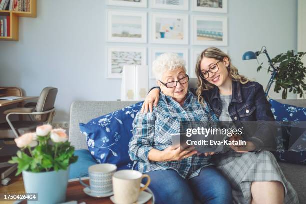 senior woman at home - grandma invoice stock pictures, royalty-free photos & images