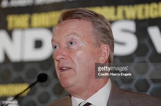 Frank Warren speaks during a press conference organized by the boxing promoter himself at The Copper Box on July 30, 2013 in London, England.