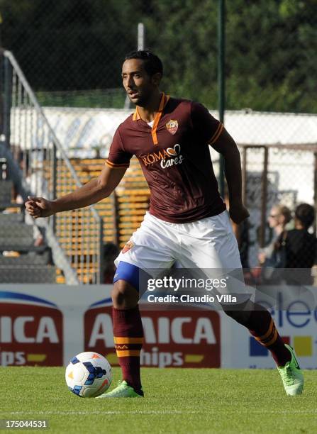 Medhi Benatia of AS Roma in action during the pre-season friendly match between AS Roma and Bursaspor Kulubu on July 21, 2013 in Bruneck, Italy.