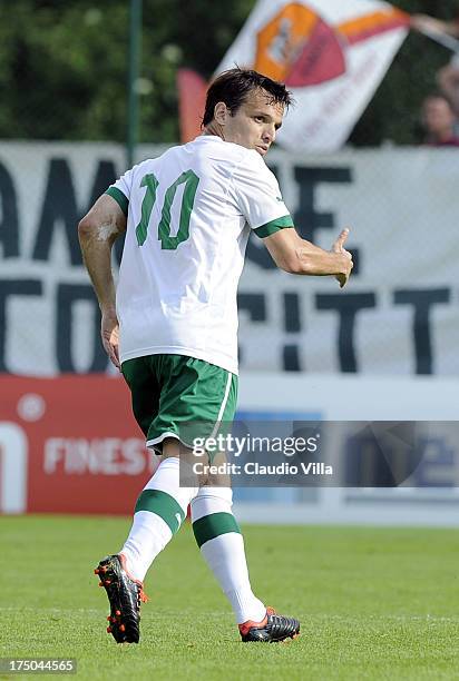 Pablo Batalla of Bursaspor Kulubu in action during the pre-season friendly match between AS Roma and Bursaspor Kulubu on July 21, 2013 in Bruneck,...