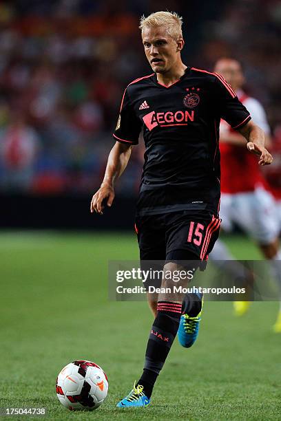 Nicolai Boilesen of Ajax in action during the Johan Cruyff Shield match between AZ Alkmaar and Ajax Amsterdam at the Amsterdam Arena on July 27, 2013...