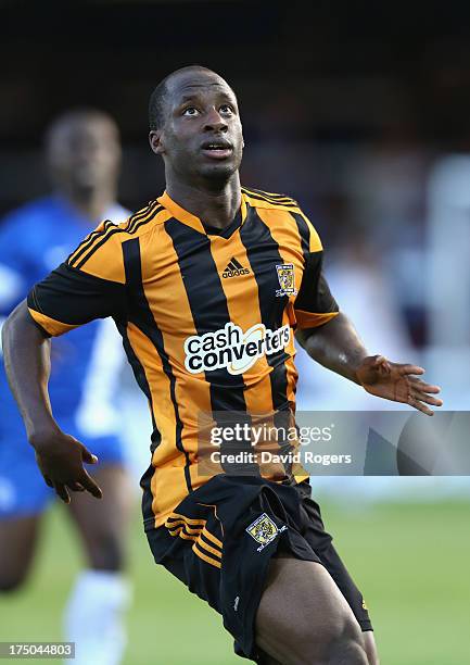 Sone Aluko of Hull City looks on during the pre season friendly match between Peterborough United and Hull City at London Road Stadium on July 29,...