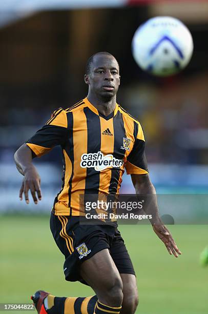 Sone Aluko of Hull City looks on during the pre season friendly match between Peterborough United and Hull City at London Road Stadium on July 29,...