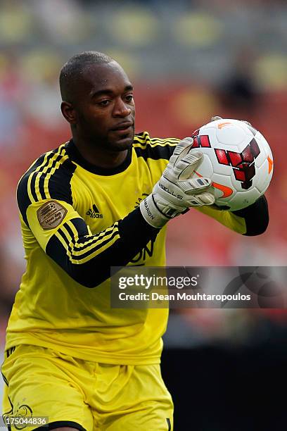 Goalkeeper, Kenneth Vermeer of Ajax in action during the Johan Cruyff Shield match between AZ Alkmaar and Ajax Amsterdam at the Amsterdam Arena on...