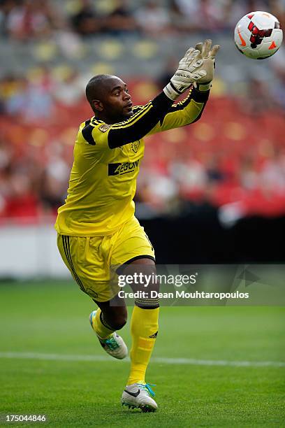 Goalkeeper, Kenneth Vermeer of Ajax in action during the Johan Cruyff Shield match between AZ Alkmaar and Ajax Amsterdam at the Amsterdam Arena on...