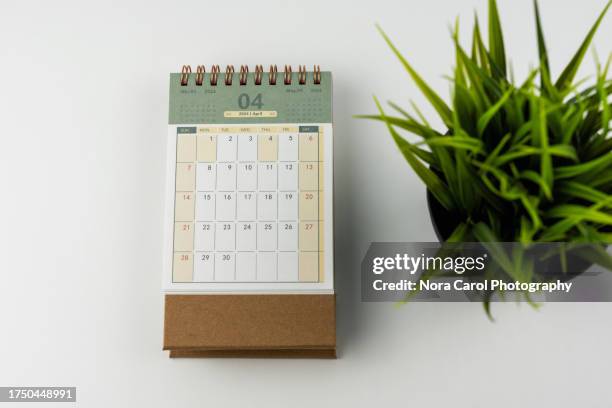 april 2024 desk calendar - april fools background stock pictures, royalty-free photos & images