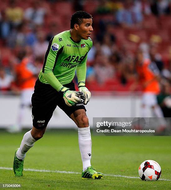 Goalkeeper, Esteban Alvarado of AZ in action during the Johan Cruyff Shield match between AZ Alkmaar and Ajax Amsterdam at the Amsterdam Arena on...