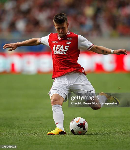 Johann Berg Gudmundsson of AZ in action during the Johan Cruyff Shield match between AZ Alkmaar and Ajax Amsterdam at the Amsterdam Arena on July 27,...