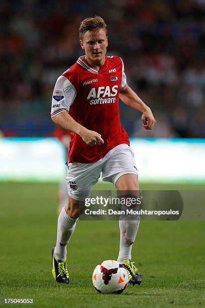 Mattias Johansson of AZ in action during the Johan Cruyff Shield match between AZ Alkmaar and Ajax Amsterdam at the Amsterdam Arena on July 27, 2013...