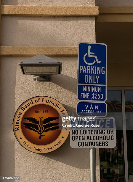 Sign near Harrah's Rincon Hotel & Casino identifies the area as part of the Luiseno Indian Band on July 23 near Escondido, California. The interior...