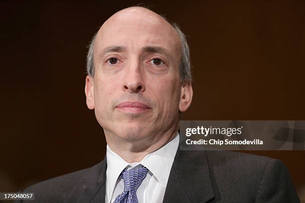 Commodity Futures Trading Commission Chairman Gary Gensler testifies before the Senate Banking, Housing and Urban Affairs Committee in the Dirksen...