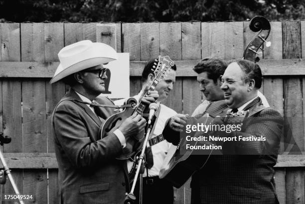 Bluegrass legends perform at a bluegrass workshop at the Newport Folk Festival in July 1969 in Newport, Rhode Island.