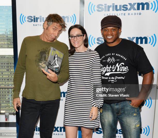 Former MTV VJs Mark Goodman, Lisa Kennedy and Sway visit SiriusXM Studios on July 30, 2013 in New York City.