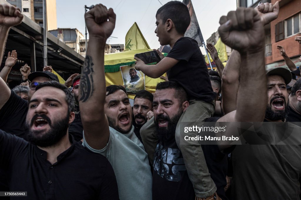 Funeral Held In Beirut For Hezbollah Militant Killed In South