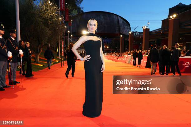 Greta Scarano attends a red carpet for the movie "Nuovo Olimpo" during the 18th Rome Film Festival at Auditorium Parco Della Musica on October 22,...