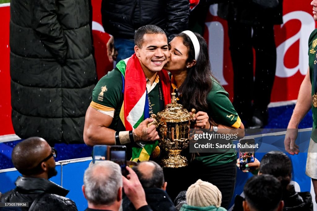 Layla Collet Rugby Cheslin KOLBE of South Africa and his wife Layla KOLBE after the ...