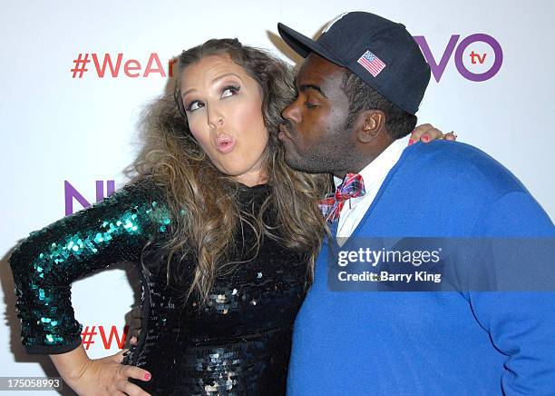 Singer/actress Joy Enriquez and husband producer Rodney Jerkins attend NUVOtv Network launch party at The London West Hollywood on July 16, 2013 in...