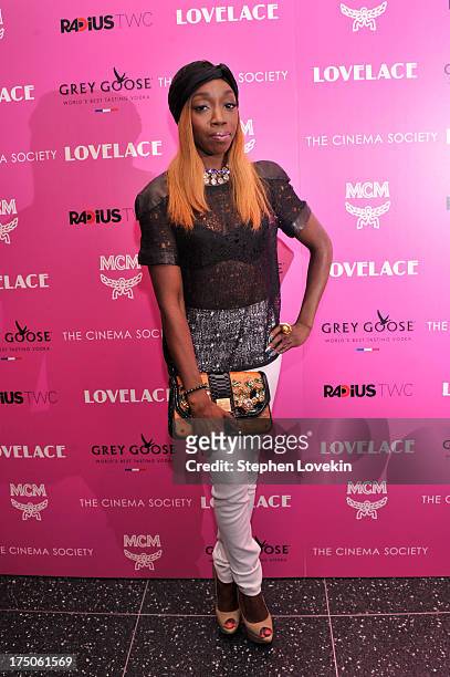 Singer Estelle attends The Cinema Society and MCM with Grey Goose screening of Radius TWC's "Lovelace" at MoMA on July 30, 2013 in New York City.