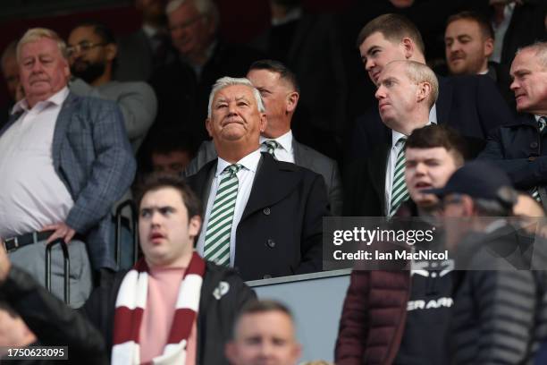 Peter Lawwell is seen during the Cinch Scottish Premiership match between Heart of Midlothian and Celtic FC at Tynecastle Park on October 22, 2023 in...