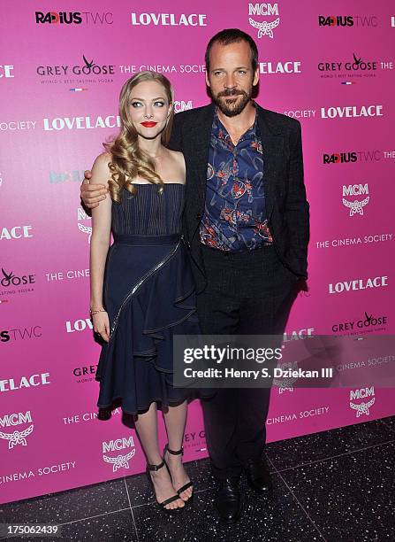 Actress Amanda Seyfried and actor Peter Sarsgaard attend The Cinema Society and MCM with Grey Goose screening of Radius TWC's "Lovelace" at Museum of...
