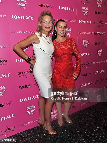Actresses Sharon Stone and Debi Mazar attend The Cinema Society and MCM with Grey Goose screening of Radius TWC's "Lovelace" at Museum of Modern Art...
