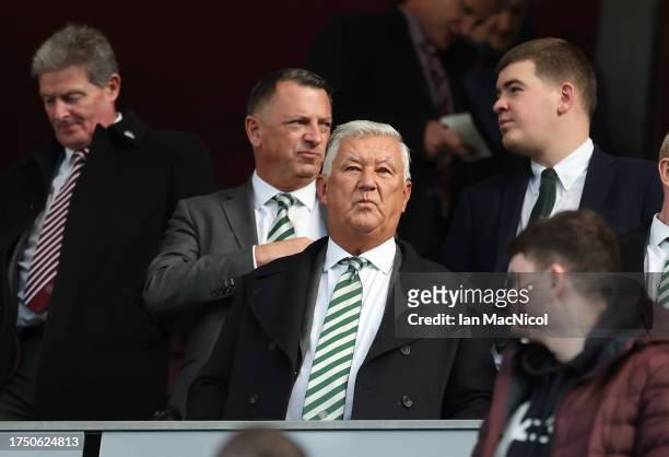 Peter Lawwell is seen during the Cinch Scottish Premiership match between Heart of Midlothian and Celtic FC at Tynecastle Park on October 22, 2023 in...
