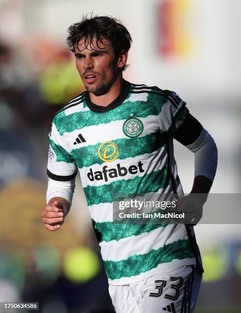 Matt O'Riley of Celtic is seen during the Cinch Scottish Premiership match between Heart of Midlothian and Celtic FC at Tynecastle Park on October...