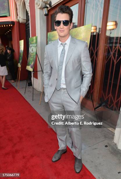 Actor Miles Teller arrives to a screening of A24's "The Spectacular Now" at the Vista Theatre on July 30, 2013 in Los Angeles, California.