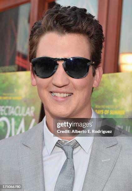 Actor Miles Teller arrives to a screening of A24's "The Spectacular Now" at the Vista Theatre on July 30, 2013 in Los Angeles, California.