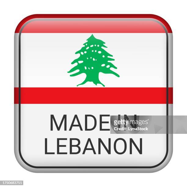 made in lebanon badge vector. sticker with stars and national flag. sign isolated on white background. - lebanon vector stock illustrations